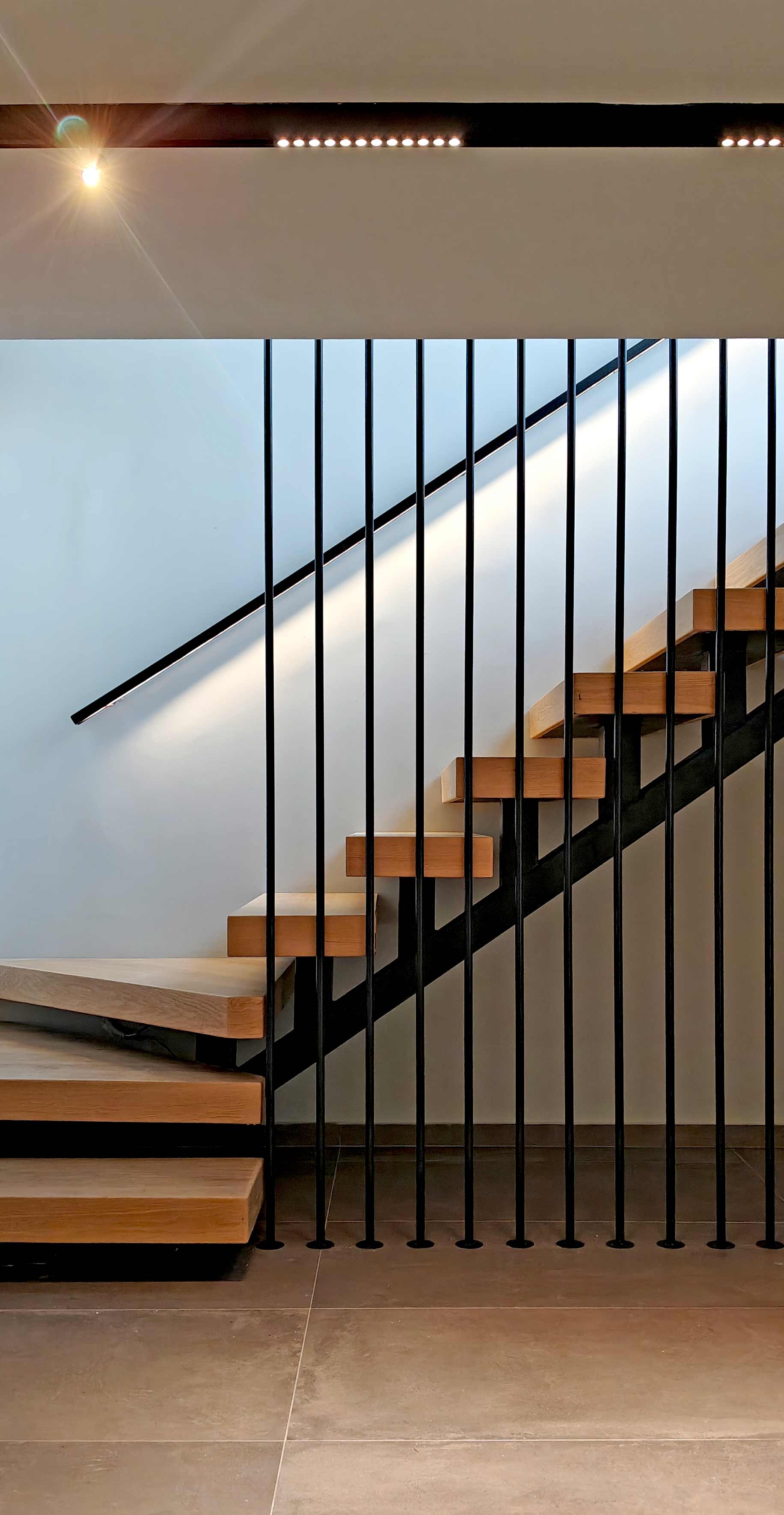 metal staircase with wood
