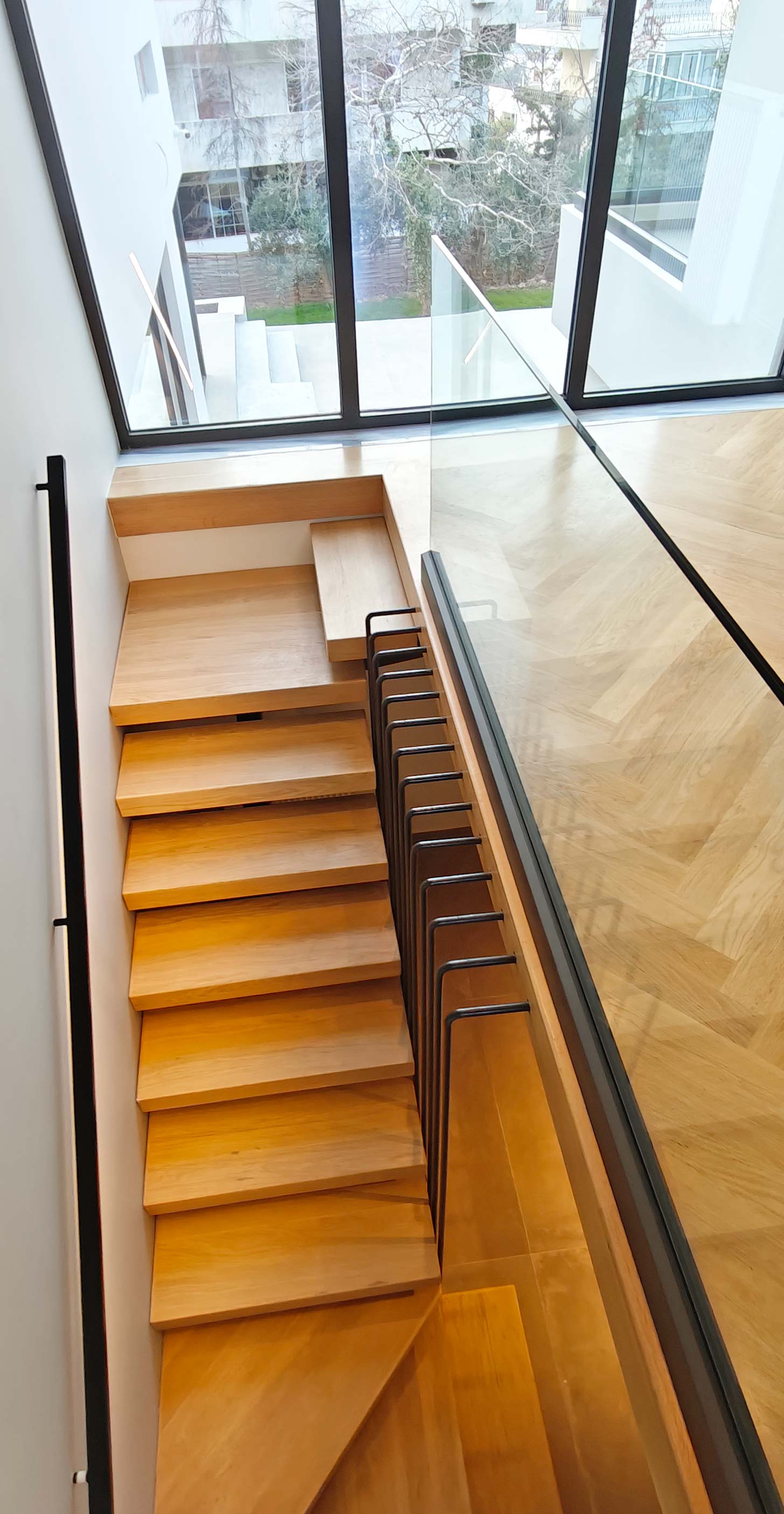 metal staircase with wood