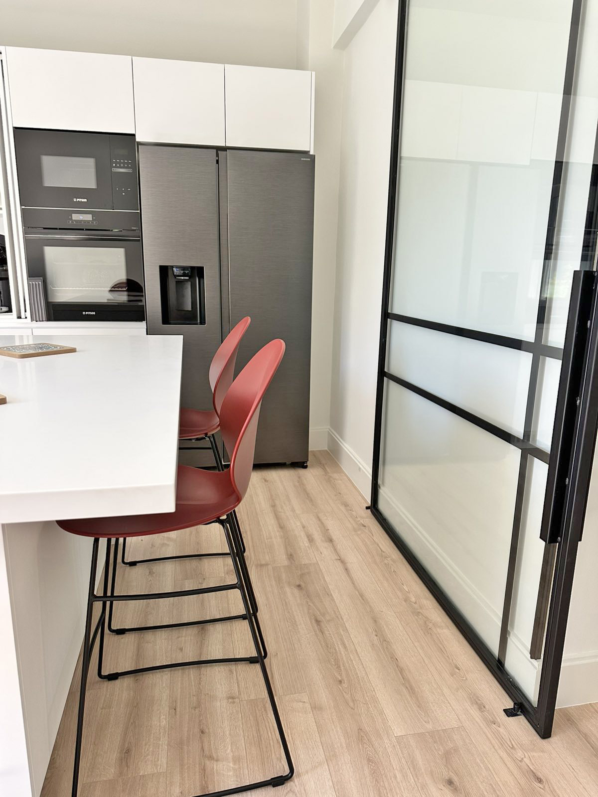 sliding black metal doors