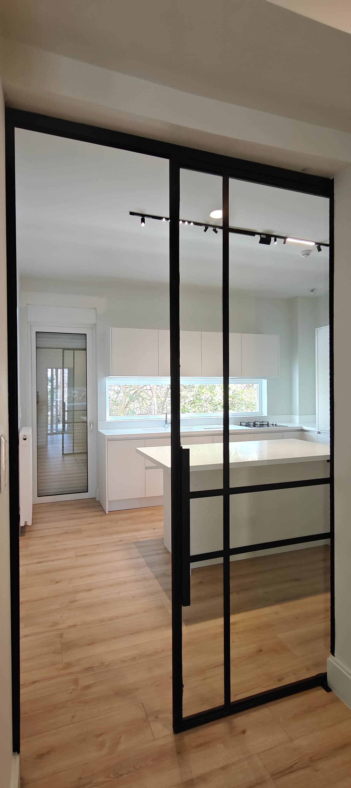 sliding black metal doors