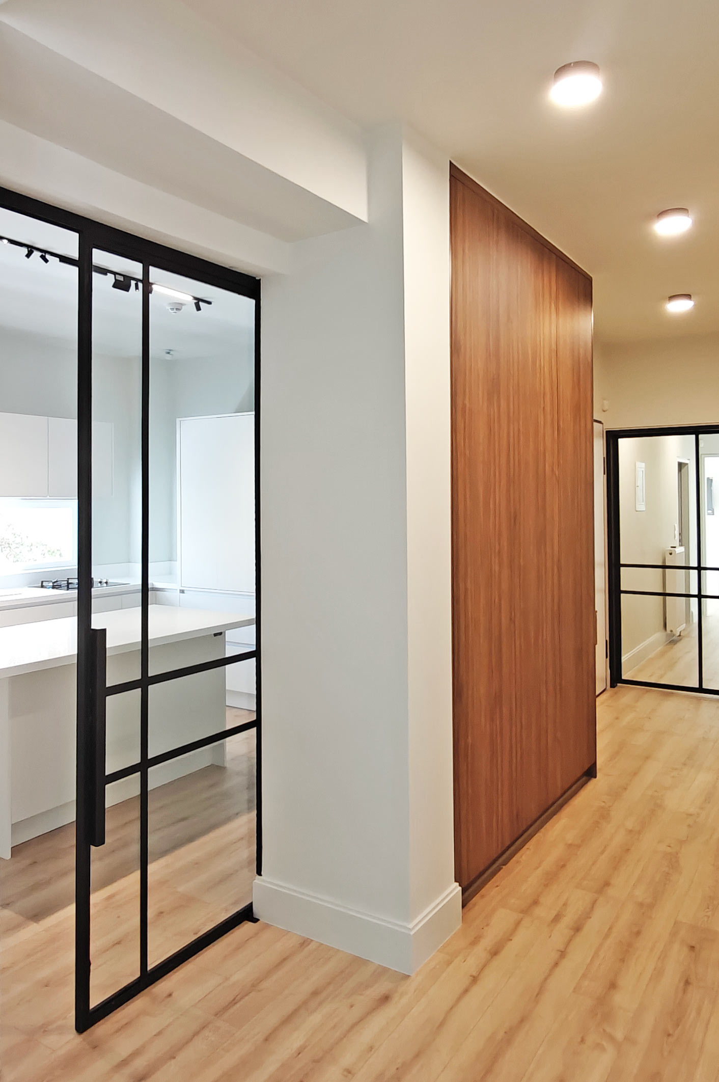 sliding black metal doors