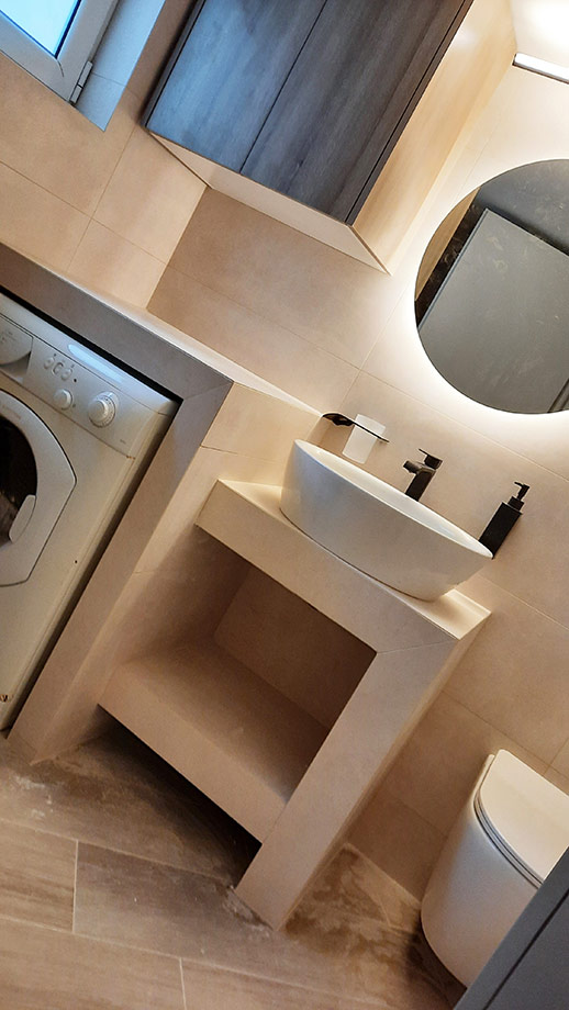 Χτιστός Πάγκος Νιπτήρα με Θέση για Πλυντήριο Ρούχων