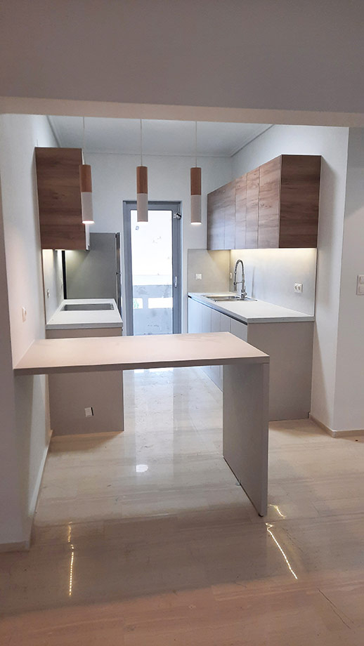 Minimal Κουζίνα με Πάγκο Φαγητού