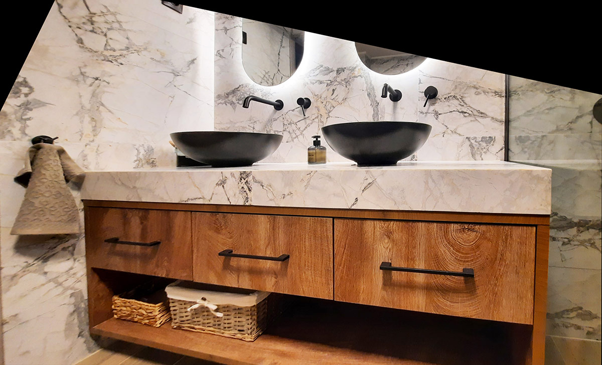 Έπιπλο Μπάνιου απο Μελαμίνη Egerr με 3 Συρτάρια και Ράφι