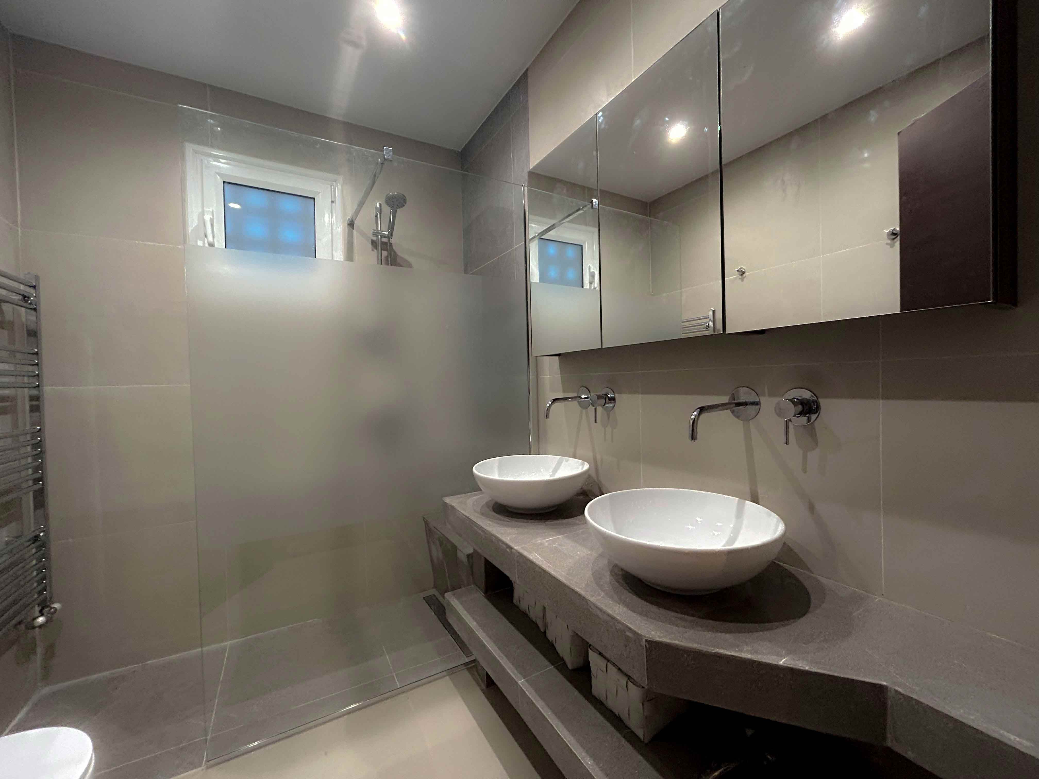 washbasin cabinet with built-in bench