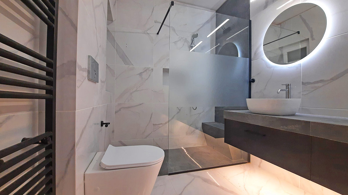 Διαχωριστικό Τζάμι Ντουζιέρας με Αυτοκόλλητο Αμμοβολή