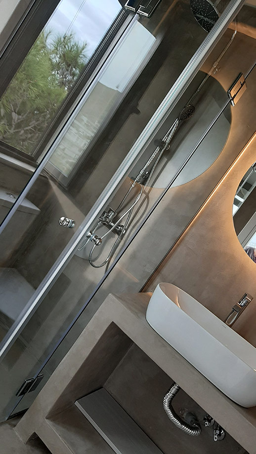 Κτιστός Πάγκος Νιπτήρα με Πατητή Τσιμεντοκονία