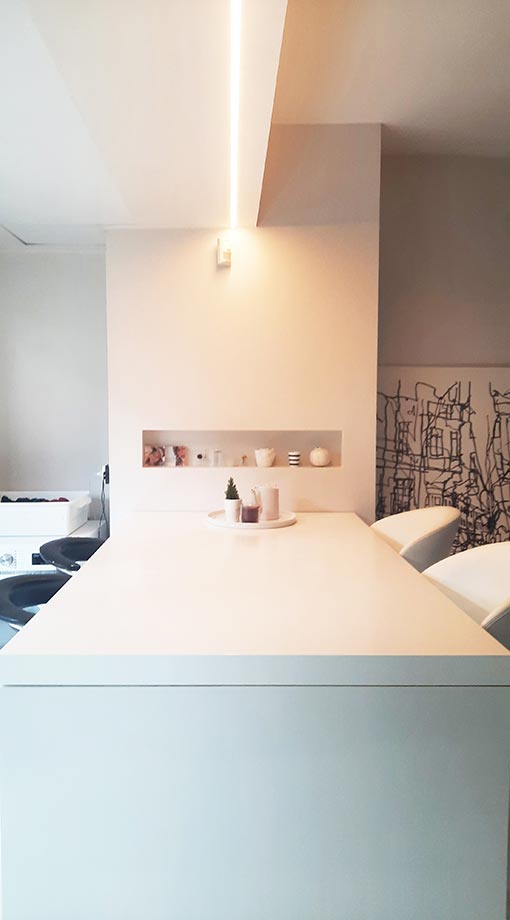 Κάλυψη κολώνας και δοκαριού με γυψοσανίδες και δημιουργία εσοχής και γραμμικού φωτισμού