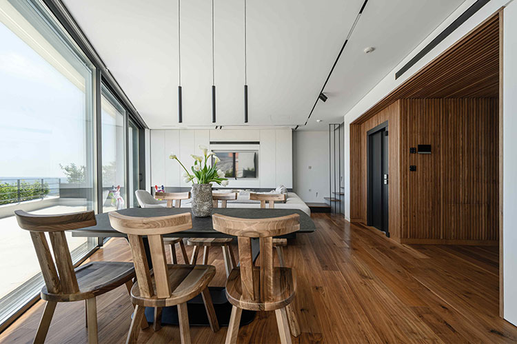 Άποψη του σαλονιού από την κουζίνα