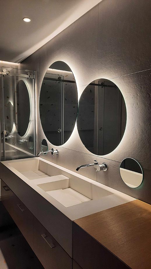 Χειροποίητοι χτιστοί νιπτήρες από λευκό γρανίτη