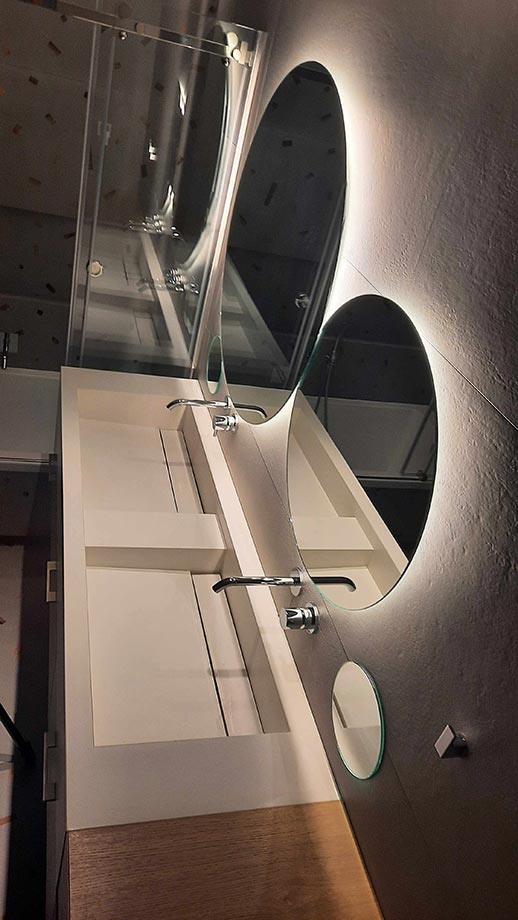 Χτιστοί νιπτήρες μπάνιου με κρυφή βαλβίδα